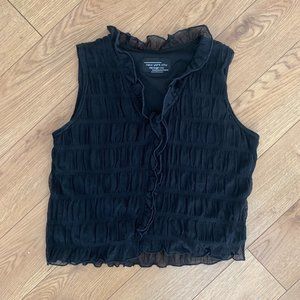 Black, Ruched Mesh Vintage Tank—